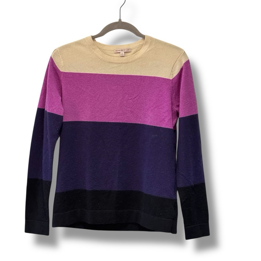Peter Millar Women's Medium‎ Cashmere Sweater Color Block Long Sleeve Luxury